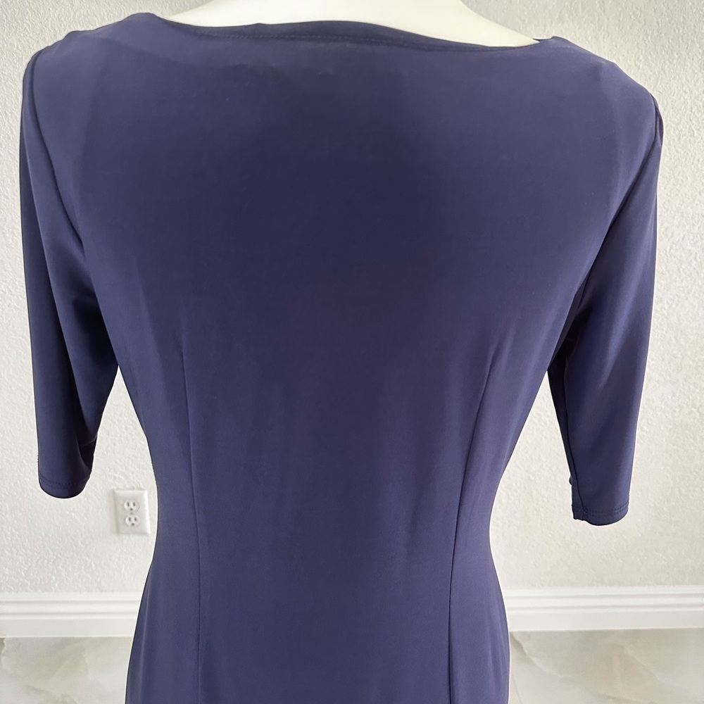 Jones New York Blue Ruched Wrap Midi Dress - Picture 5 of 7
